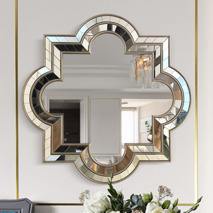 欧式装饰镜子美式客厅背景墙壁挂镜创意玄关壁炉艺术镜软装餐边镜