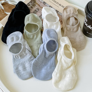 白色袜子女纯棉船袜夏季薄款防滑不掉跟夏天纯色透气浅口隐形短袜