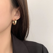 s925纯银复古轻奢圈圈耳环，女2023高级感耳圈小众设计金属耳饰