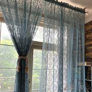 复古蓝色美式成品窗帘客厅阳台，飘窗地中海窗，纱帘欧式蕾丝门帘