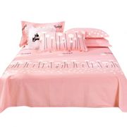 床单单件纯棉粉色清新女双人被单子100全棉秋季天宿舍枕套2三件套