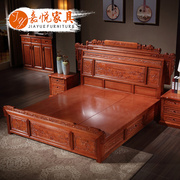 实木1床.8米全双人床新中式花梨木现代简约高箱储物卧室红木家具