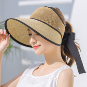 帽子女士夏天空顶遮阳帽，草编防晒大沿帽，遮脸百搭紫外线出游太阳帽