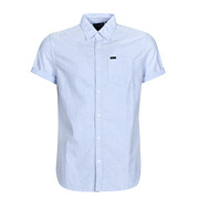 superdry极度干燥男装商务，休闲短袖衬衫浅蓝色，夏季纯棉衬衣