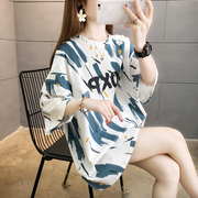 纯棉中长款t恤女短袖2024夏装洋气减龄韩版宽松半袖上衣ins潮