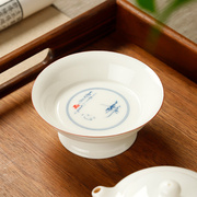 高足折腰茶点盘陶瓷水果盘中式手绘青花盘家用白瓷糕点供盘干果碟