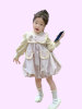 韩国童装2024春季女童甜美风紫色花苞背心裙女宝灯笼袖打底衫