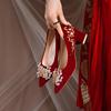 婚鞋新娘鞋秀禾婚纱，两穿2023年中式红色尖头，高跟鞋女时尚潮鞋