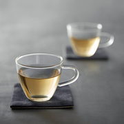 加厚耐热玻璃杯透明功夫茶具品茗杯，花草茶杯小号咖啡杯，带把花茶杯