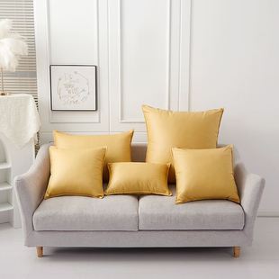 科技布抱枕(布抱枕)轻奢橙色客厅，皮沙发床头大靠背垫长方形枕套不含芯定制