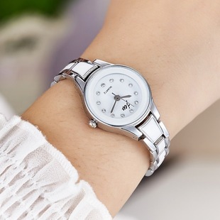 男女生韩版手表 女款时尚仿陶瓷学生活防水ins风钢带石英女士手表