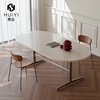 小户型家用白色实木餐桌椅组合设计师奶油风椭圆形原木饭桌