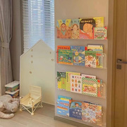 儿童绘本架亚克力宝宝书架挂墙墙上置物架超薄门，后杂志书报展示架
