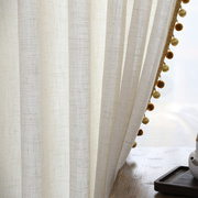 亚麻半遮光苎麻中式日式北欧风简约麻纱纯色，棉麻窗帘成品定制纱帘