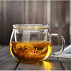 新兰高硼硅耐热玻璃杯带盖过滤水杯，花茶杯透明圆趣泡茶杯三件杯