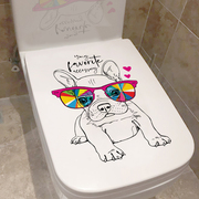 马桶盖贴纸防水卫生间卡通，创意酷狗个性，坐便器提盖水箱自粘可移除
