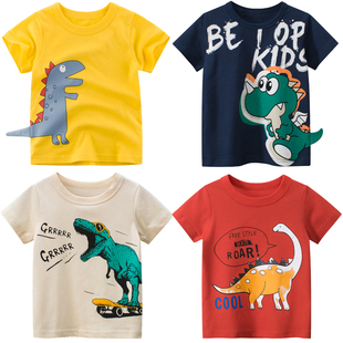 4男童短袖T恤纯棉5宝宝6岁儿童半袖体恤恐龙图案小孩子上衣服夏装