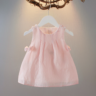 女童夏装背心裙0-1-2-3岁女宝宝洋气连衣裙6-7-8个月，婴儿条纹裙子