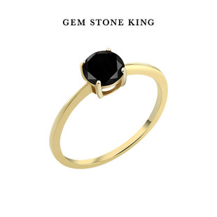 gsk黑钻石戒指女黄10k金1.05克拉圆形，真钻简约时尚个性女戒钻戒