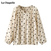 拉夏贝尔lachapelle法式复古波点长袖衬衫女秋季小个子宽松上衣