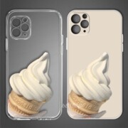 可爱冰淇淋甜筒适用于 荣耀x30magic4 苹果iphone14promaxplus 一加nord ce3华为P40proP50pro透明液态手机壳