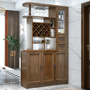 实木间厅柜酒柜现代中式客厅玄关，柜门厅装饰隔断柜屏风双面储物柜