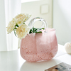 粉色波点手提玻璃花瓶网红ins客厅创意水培水养，鲜花透明包包花瓶