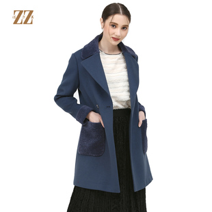 佐尔美冬季女装纯色百搭修身显瘦羊毛呢子大衣外套E74ZZ37