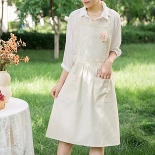 韩式公主围裙甜美蕾丝家用厨房围裙园艺花店烘焙全棉系带围裙