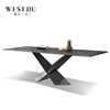 进口岩板餐桌长方形可伸缩抽拉延伸现代家用饭桌设计师简约餐桌椅