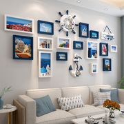 地中海照片墙客厅沙发背景墙面装饰相框挂墙组合创意房间相片墙贴