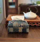 暗香-原创家居布艺纸巾盒新中式，长方形日式复古风棉麻手作客厅收