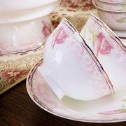 景德镇陶瓷器56头餐具套装骨瓷，高脚碗餐饮具欧式创意结婚瓷
