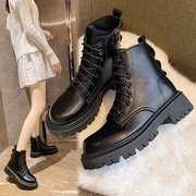 厂价35-40码时尚秋冬季马丁靴女平跟黑低筒粗跟圆头棉鞋舒服耐磨