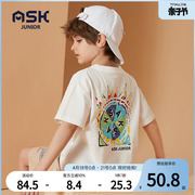 askjunior童装男童t恤短袖，夏季纯棉儿童上衣，夏季男孩衣服短t