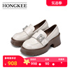 Hongkee/红科女鞋2023秋季鞋子女厚底乐福鞋小皮鞋HA53S305