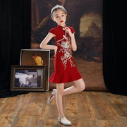 女童改良礼服2024春季儿童唐装中国风旗袍裙小女孩中式走秀演出服