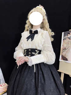 原创lolita洋装宫廷复古立领衬衫，网纱蕾丝优雅羊腿袖长袖内搭