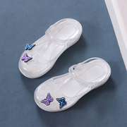 水晶果冻鞋女童包头沙滩凉鞋，夏款2023儿童洞洞鞋夏季软底女孩