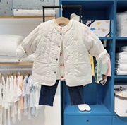 韩国童装 23冬男女童白色清爽舒适圆领两面穿棉衣 棉服外套W6