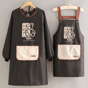 时尚防水长袖围裙定制logo印字餐饮专用罩衣家用厨房，防油工作服男