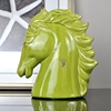 抽象后现代时尚侘寂风，绿色做旧陶瓷马头，马首摆件家居桌面软装饰品
