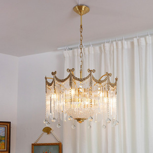 法式复古全铜水晶灯美式欧式奢华大气别墅客厅餐厅卧室吊灯