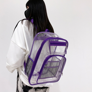果冻包女双肩包大容量2024PVC塑料防水透明书包旅行游泳背包