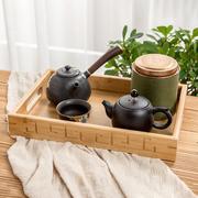 万字竹制茶托盘方形隔热实木托盘水果面包托盘家用茶具茶盘