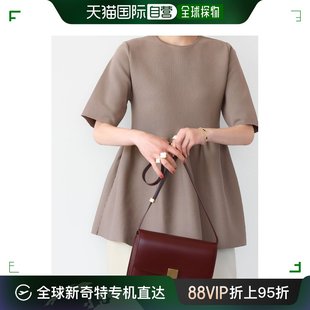 日本直邮ELFRANK 女士半袖针织上衣 2023秋冬款 裙摆荷叶边设计