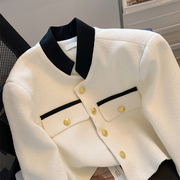 气质名媛小香风外套，女短款高级感小个子，西装2022秋冬韩式白色上衣