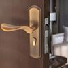 家用卧室门锁免打孔黄古铜门锁室内房门锁可调节孔距门把手通用型