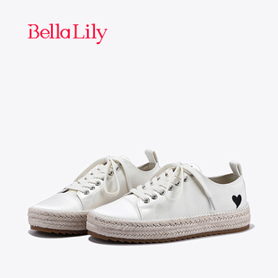 bellalily夏麻绳(夏麻绳，)编织小白鞋女潮流减龄板鞋，休闲帆布鞋子
