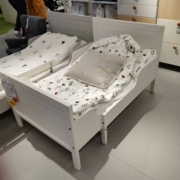 ikea宜家床桑维儿童床伸缩实木床白色，北欧风组装单人床简约